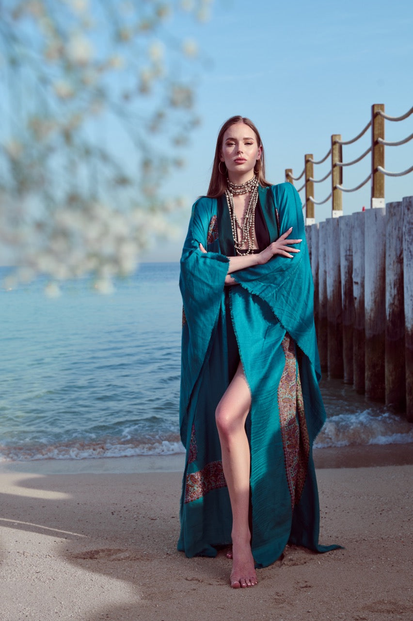 Kimono - Green and White Tropical main image 1