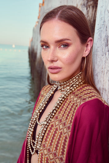 Heavy Embroidered Maroon Kimono