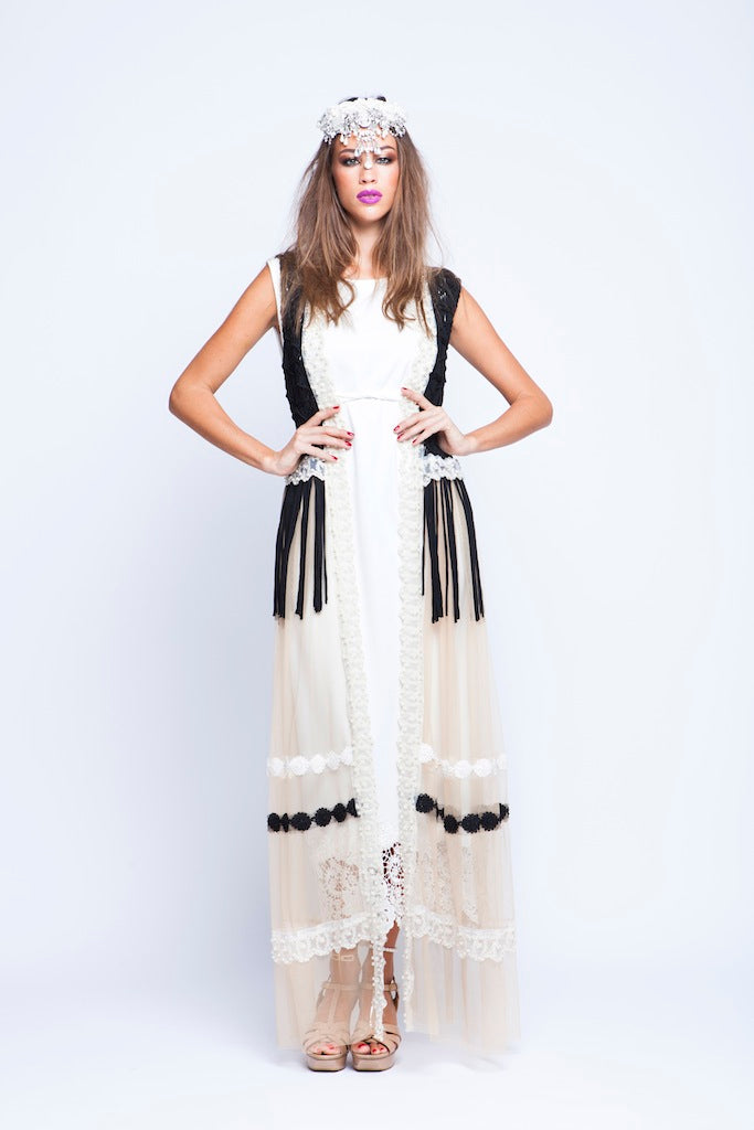 Black And Beige Limited Edition Boheimian Cape