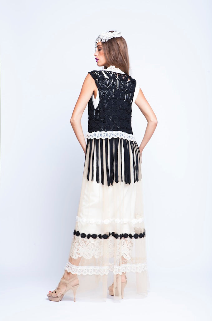Black And Beige Limited Edition Boheimian Cape