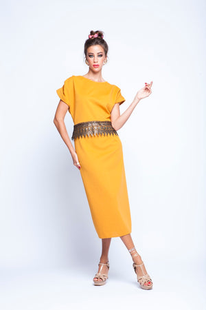 Ochre Twin set with Gold Lace