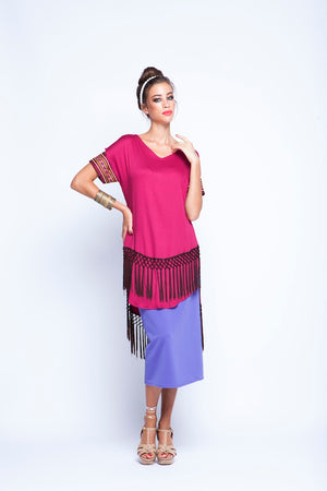 Maroon Top With Fringes