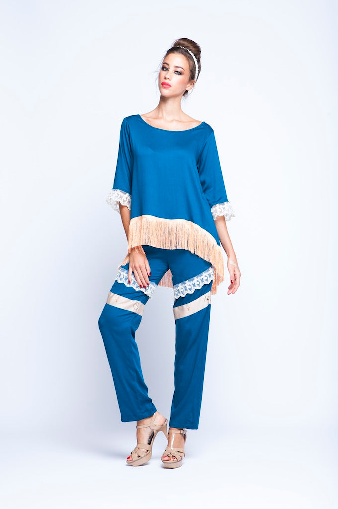 Blue Teal Twin set - Top & Pants