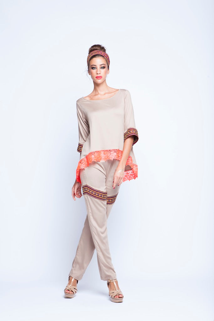 Beige Twin set - Top & Pants
