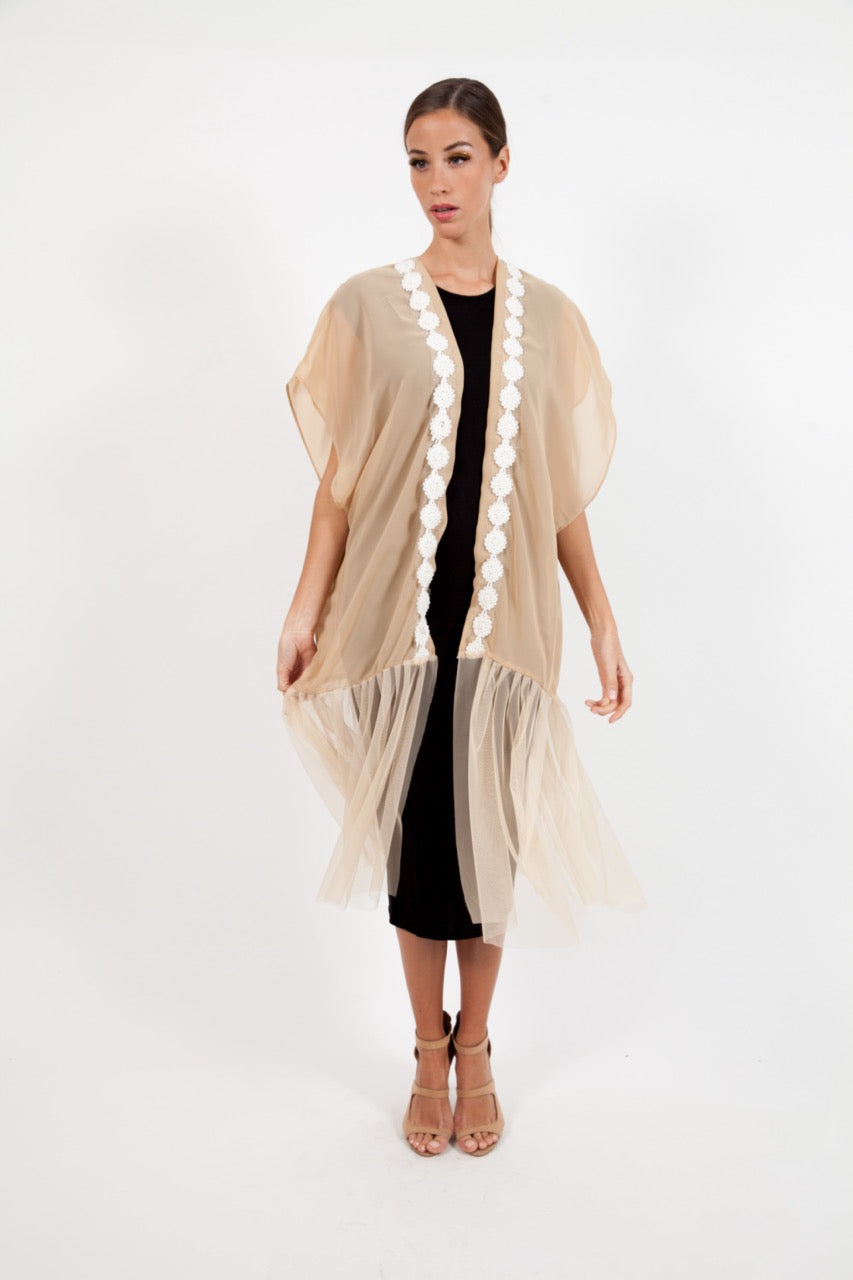 Beige Tulle Cape