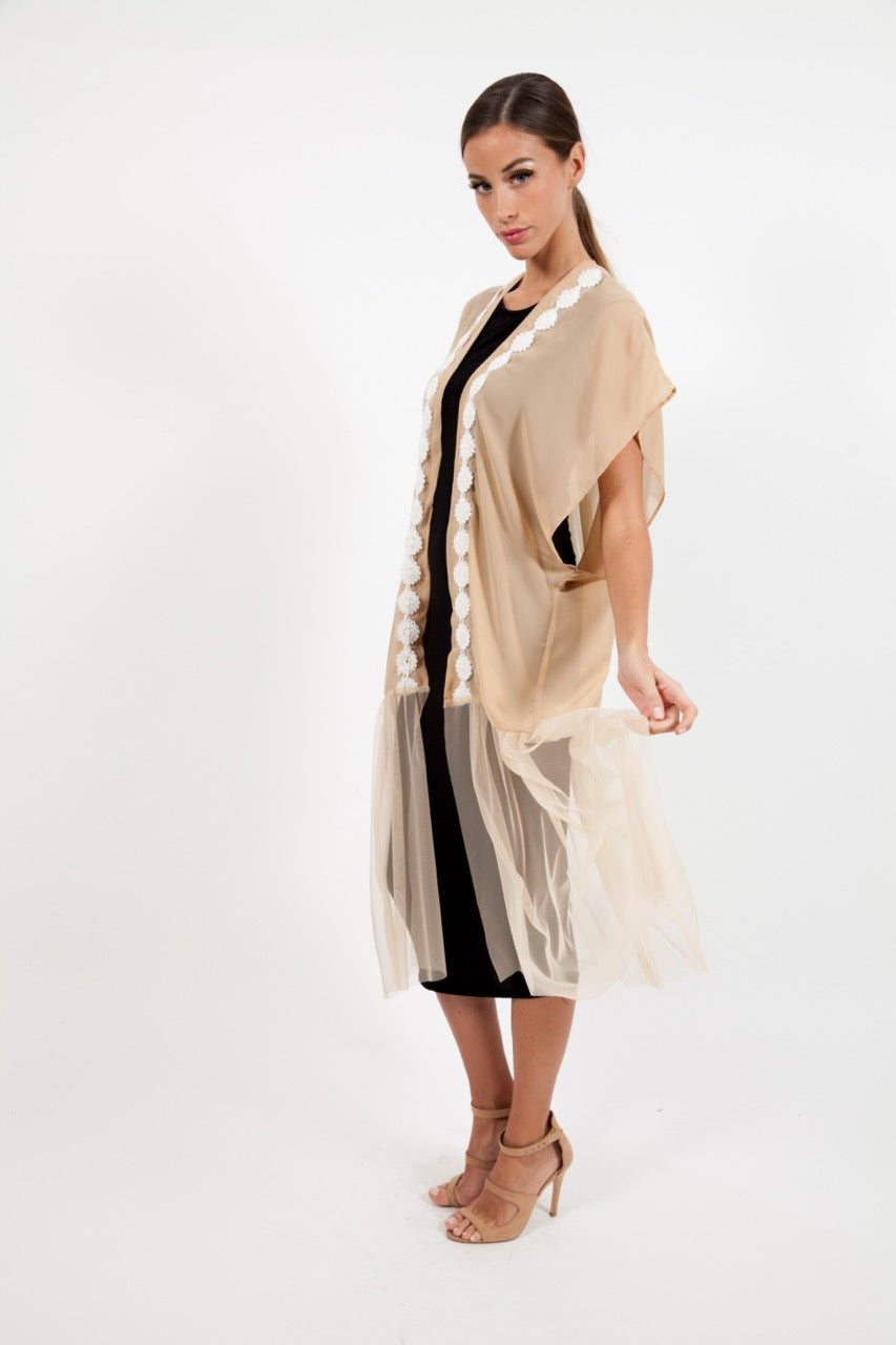 Beige Tulle Cape