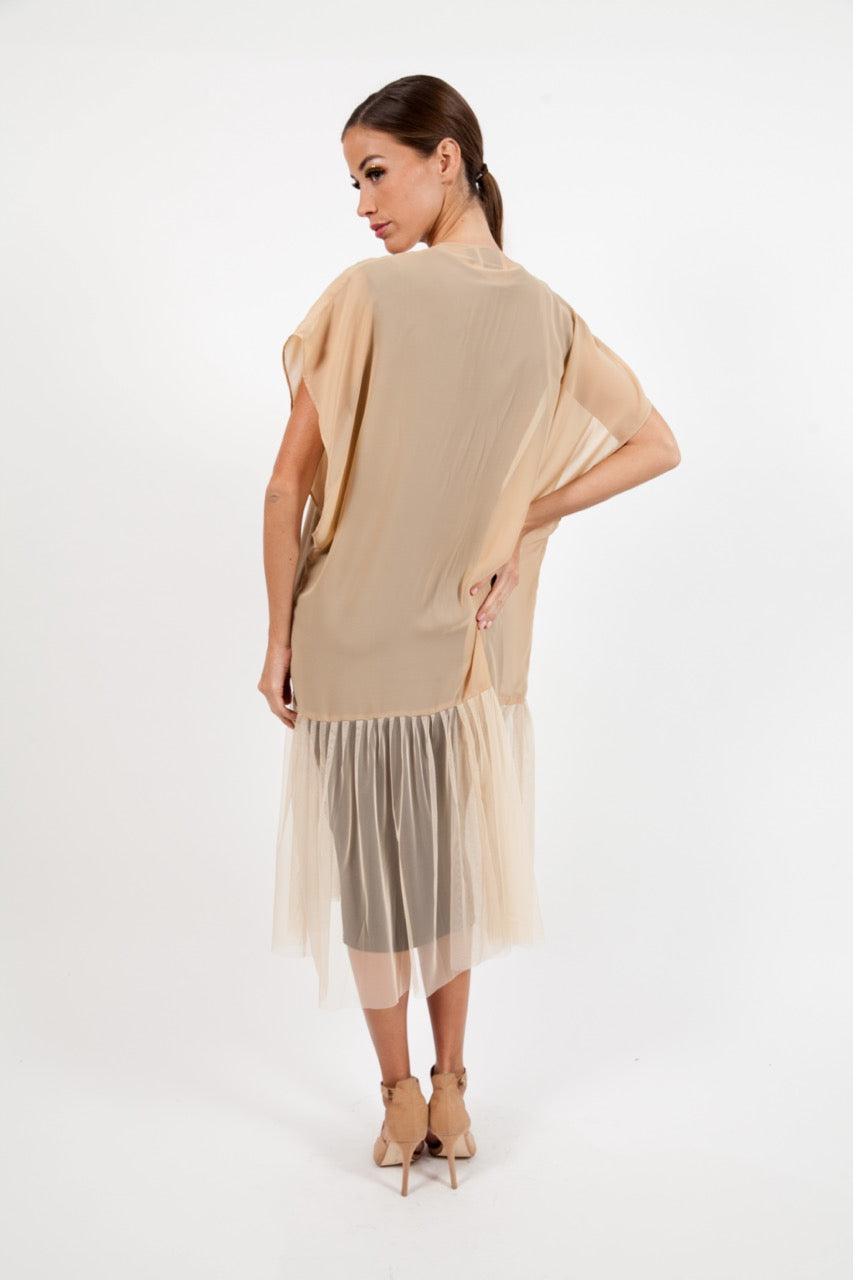 Beige Tulle Cape