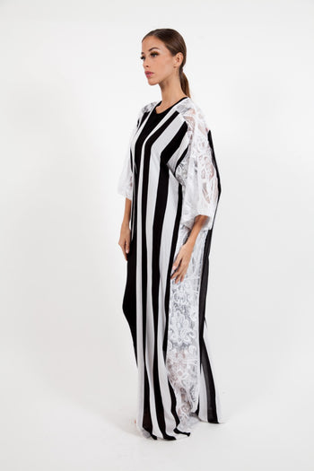 Black & White Stripe Lace Kimono