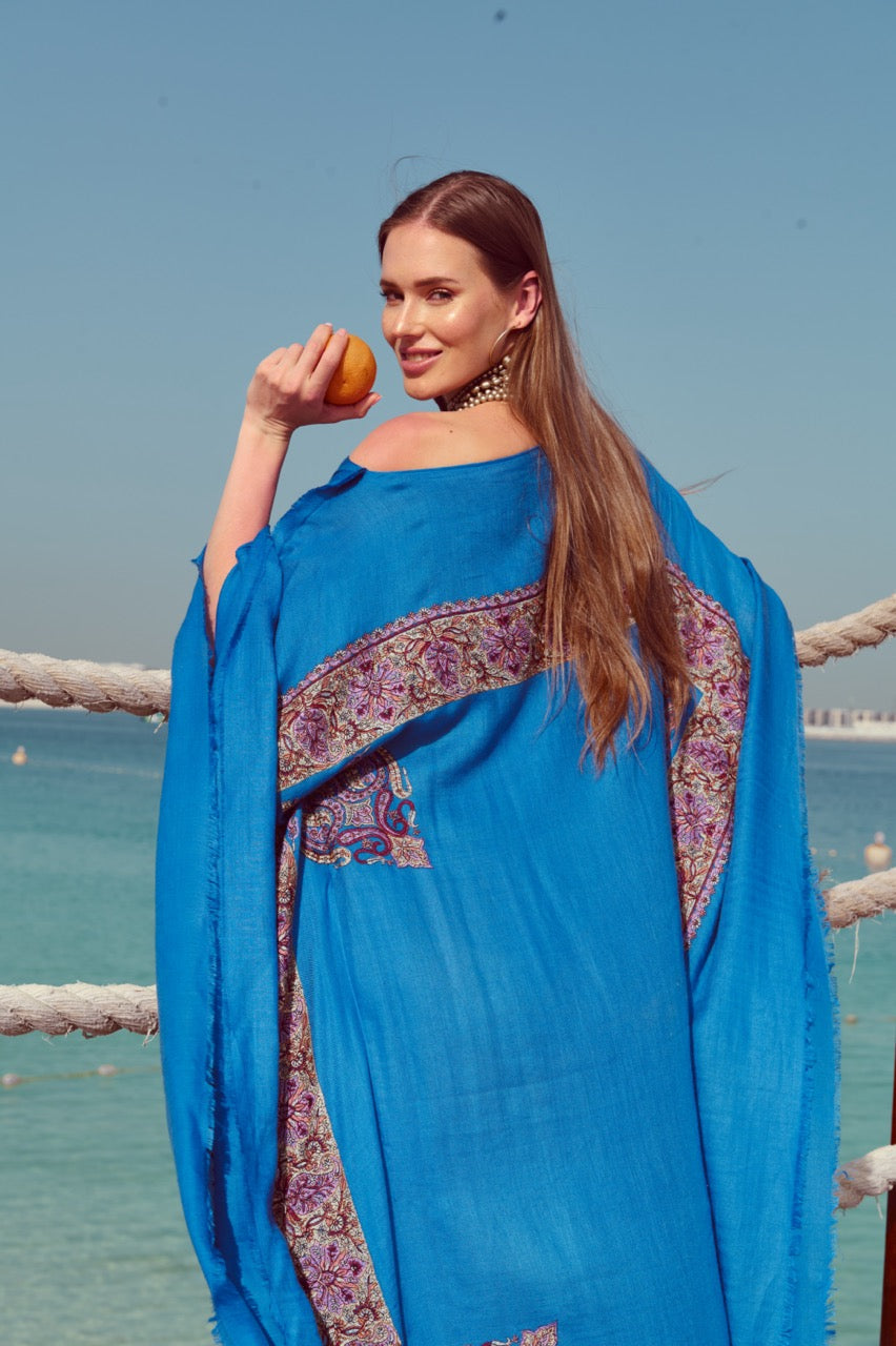 Blue Kaftan with Embroidery