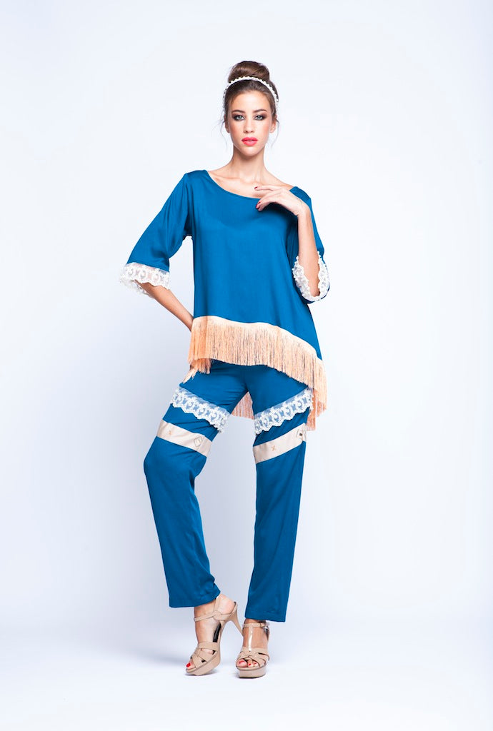 Blue Teal Twin set - Top & Pants