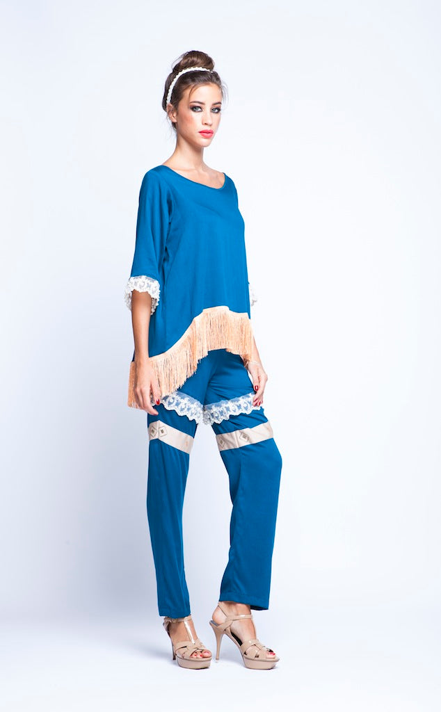 Blue Teal Twin set - Top & Pants