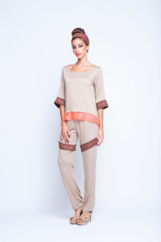 Beige Twin set - Top & Pants