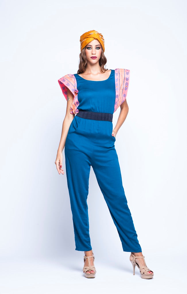 Teal Blue Butterfly Jumpsuit