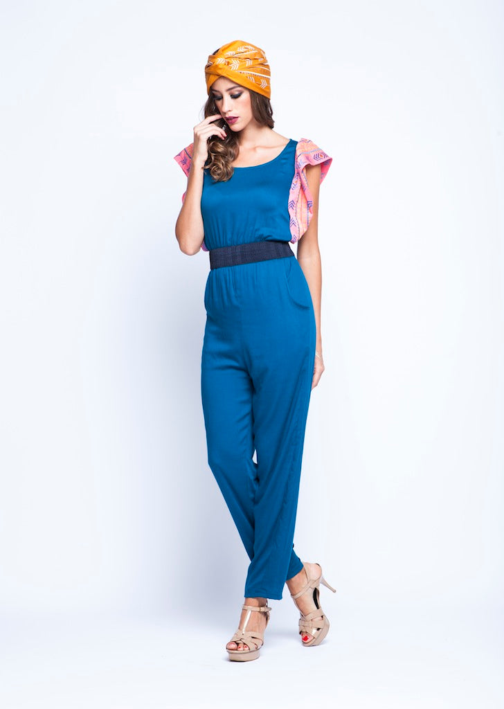 Teal Blue Butterfly Jumpsuit